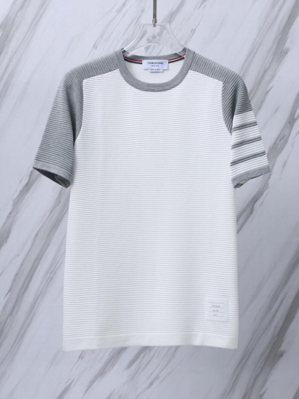 Thom Browne Raglan Sleeve Four-Stripe Knit Short-Sleeve T-Shirt